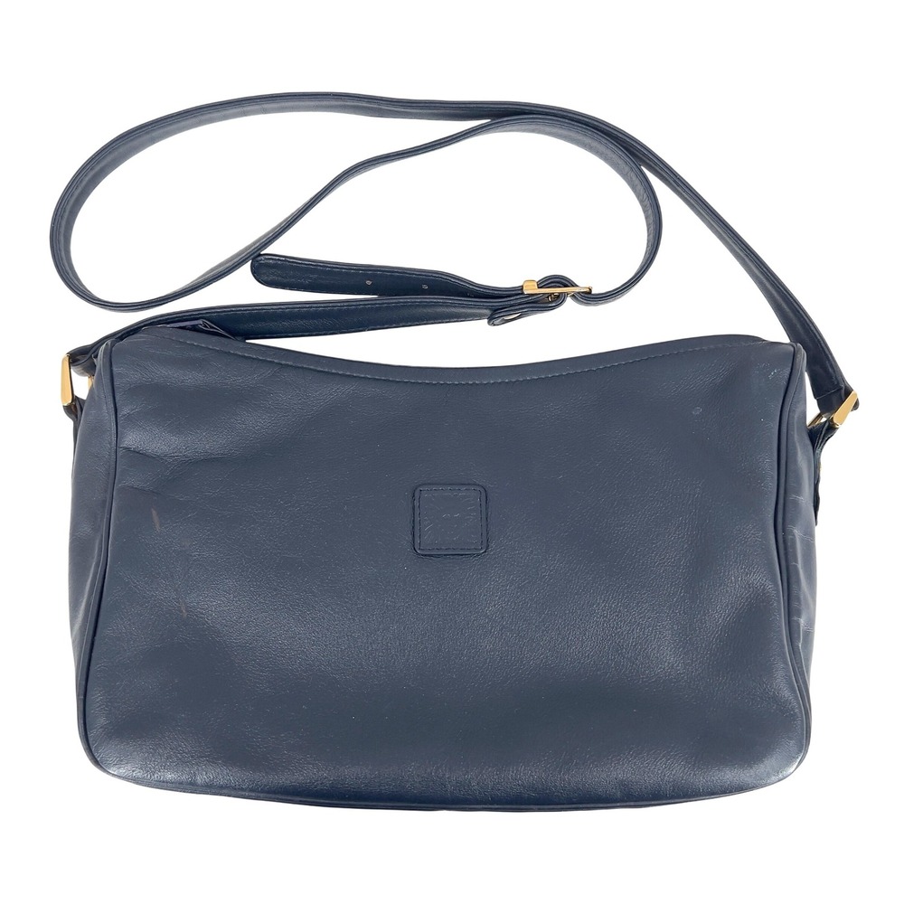 Anne Klein for Calderon Navy Leather Shoulder Bag Crossbody Classic 80s Vintage